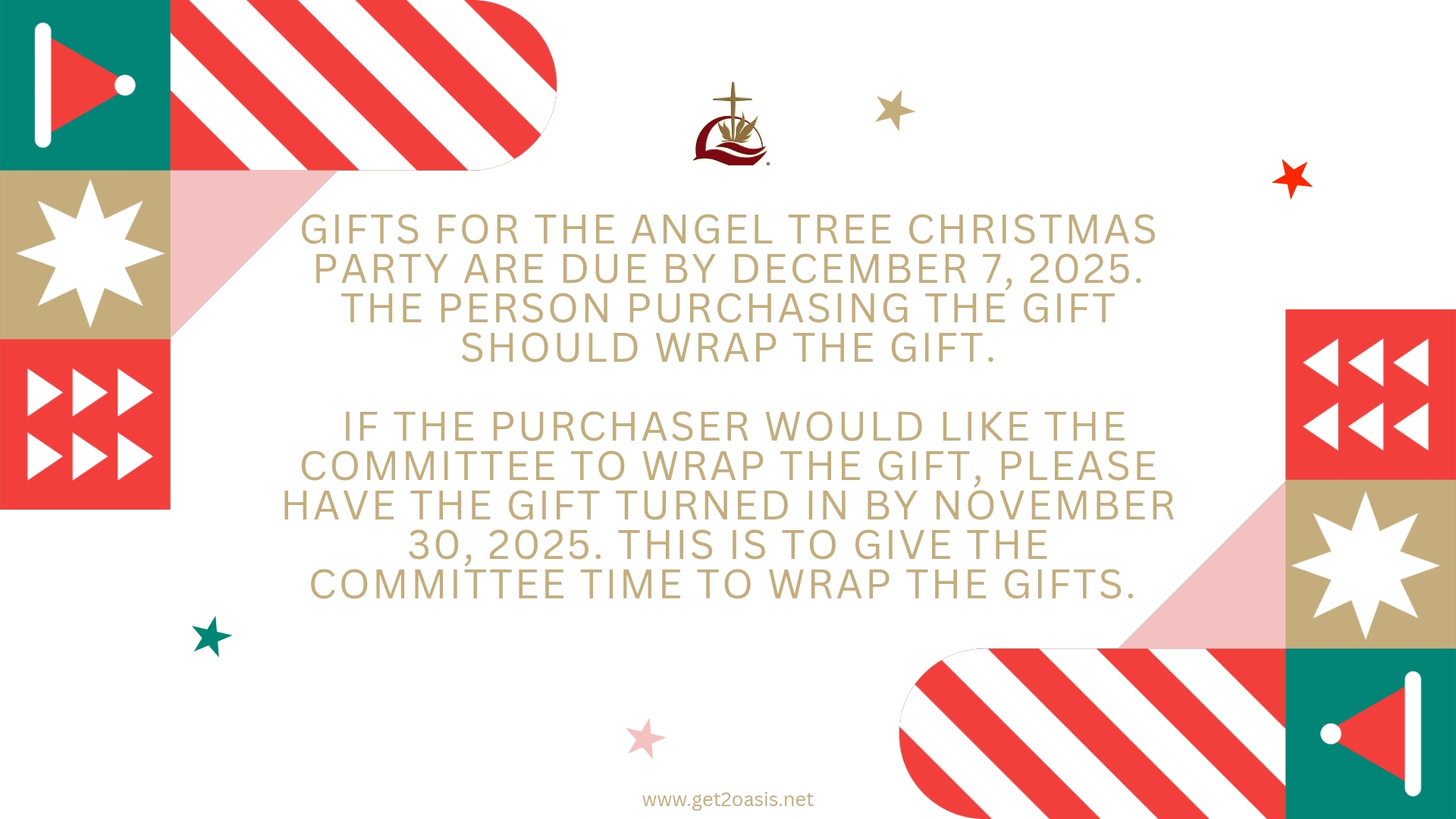 Angel Tree Christmas Gifts Due